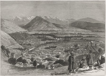 British-Afghan war, view of Kabul city from the top of the Citadel. Afghanistan.