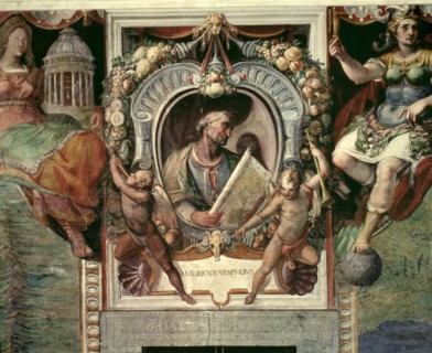 Amerigo Vespucci (1454-1512), Italian geographer and navigator, portrait in the Hall of the Palaz?