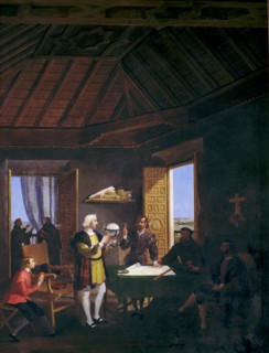Conversation in the Chapter House of the Monastery of Columbus, physicist Garcia Fernandez, Fathe?
