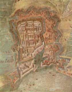 Siege of La Rochelle by the troops of Cardinal Richelieu (1627 - 1628), detail of a 17th century ?