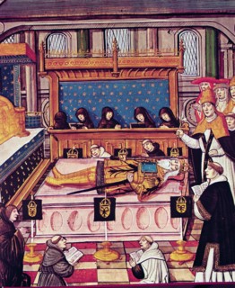 Death of Charlemagne (814) miniature, 14th century.