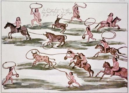 The Art of hunting of Mexican Indians, drawing from the book 'Hacia allá y para acá'.