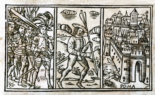 Pharsalia', historical epic story, engraving in the beginning of Book III of the printed edition ?