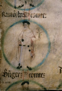 Ramón Borell I (992-1010), count of Barcelona, Gerona and Ausona, miniature in a 15th century par?