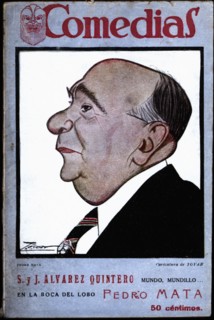 Cover of the publication 'Comedias'. Caricature of Pedro Mata Dominguez (1875-1946). Siglo XX pub?