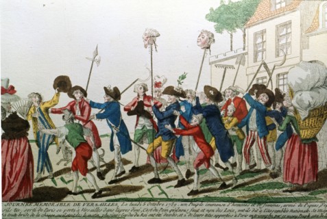 French Revolution, Parisian exiting Versailles with the heads of the Swiss Guard, October 5, 1789.