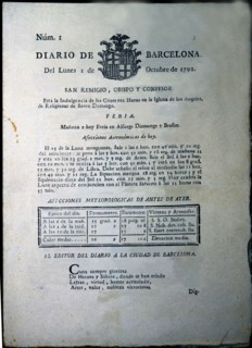 Cover of the 'Diario de Barcelona', doyen of the Spanish press, No. 1 of 1st. October 1792, facsi?