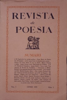 Cover of the 'Revista de Poesía' (Poetry magazine), bimonthly, director Marià Manent, Volume 1, N?
