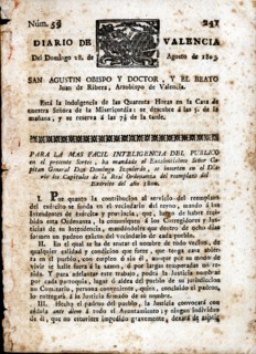 Diario de Valencia, No. 59 of Sunday August 28, 1803.