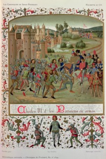 Maillotins Revolt (1382). 'Charles VI and the Parisians in arms', miniature in the 'Chroniques de?