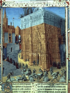 Construction of the Temple of Solomon, represented as the great portico of the Cathedral of Bourg?
