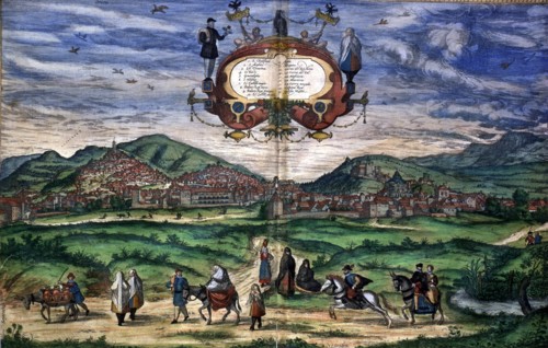 View of the city of Granada, engraving from 1563 for the work 'Civitates Orbis Terrarum', 1576, b?