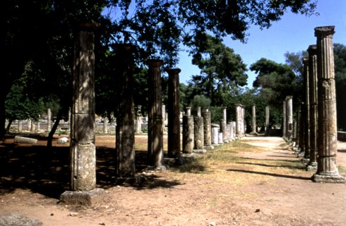 View of the columns of the Olympia Gym.
