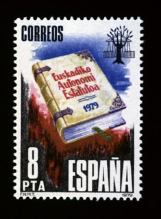 Stamp of 8 pesetas, issued for the proclamation of the Statute of Autonomy of the Basque Country ?