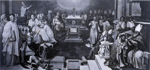 First Council of Constantinople, held in 381 under Pope St. Damasus and the reign of Theodosius '?