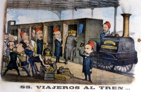 Satirical and allegorical drawing to the government of the country, 'Gentlemen aboard!', publishe?