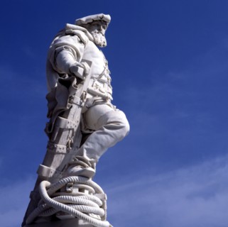 Monument with the marble statue dedicated in his hometown to Juan Sebastian Elcano (1486-1526), ??