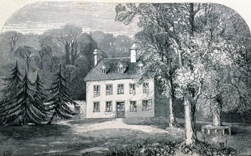 Jane Austen (1775 - 1817), British writer, 1870 Engraving of Steventon rectory, the birthplace of?