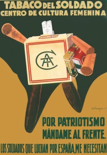 Spanish Civil War (1936-1939). 'Soldier's cigarettes', advertising poster published by the nation?