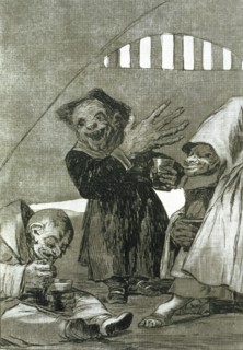 Los Caprichos, series of etchings by Francisco de Goya (1746-1828), plate 49: 'Duendecitos' (Hobg?