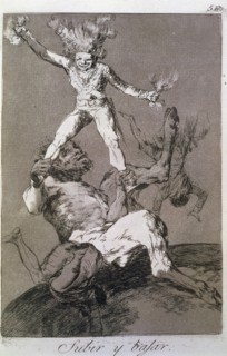 Los Caprichos, series of etchings by Francisco de Goya (1746-1828), plate 56: 'Subir y bajar' (To?