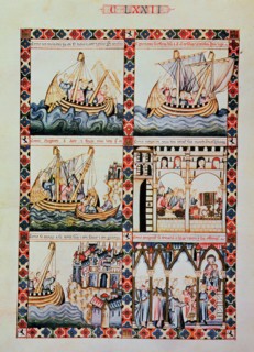 Cantiga CLXXII: 'Como un mercader va en su nave a Acre para vender y comprar mercancías y promete?