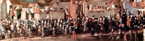 Entrance of viceroy Morcillo in Potosi, detail of the painting by Melchor Perez de Holguin.
