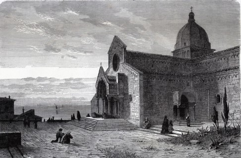 View of the Cathedral of Ancona, engraving.