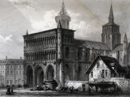 View of the Church of Notre Dame de Dijon, engraving from 1840.