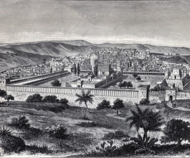 Reproduction of the Temple of Solomon in Jerusalem in the time of Jesus Christ, copy of an engrav?