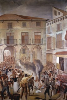 Burning of French stamped paper in the main square of Manresa the June 2, 1808.