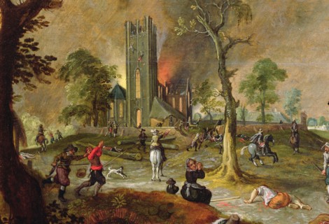 Sacking of a village in Flanders by Spanish troops during the war in the Netherlands.