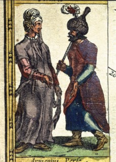 Armenians and Persians, colored engraving from the book 'Le Theatre du monde' or 'Nouvel Atlas', ?