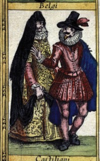Castilians types, colored engraving from the book 'Le Theatre du monde' or 'Nouvel Atlas', 1645, ?
