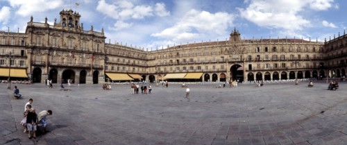 View of the Plaza Mayor of Salamanca with the City Hall, designed by architect Alberto de Churrig?