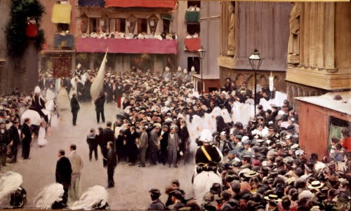 'Procession in Santa Maria del Mar', 1907, oil on canvas by Ramon Casas.