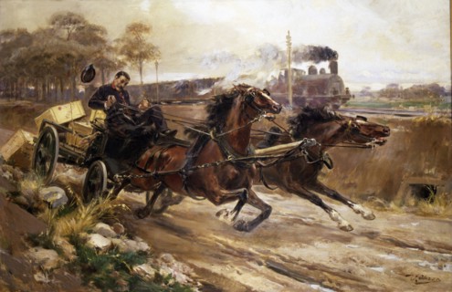'Runaway horses', oil, 1906, by Ulpiano Checa.
