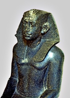 Seated statue of Sesostris III depicted as a young man, made in diorite, detail of the top, comes?