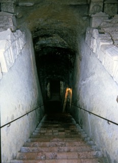 Hypogeum of Volumini, partial interior view, entrance stairs.