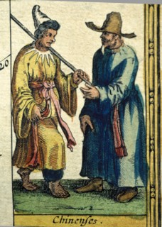 Chinese types, colored engraving from the book 'Le Theatre du monde' or 'Nouvel Atlas', '1645, cr?