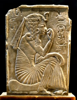 Ramses II represented sat and as a child, stela made of limestone.