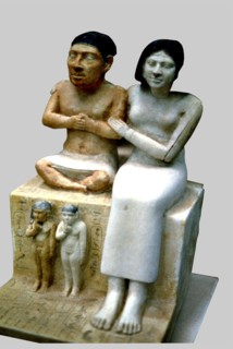 The dwarf Seneb, his wife and two daughters. It comes from Giza.