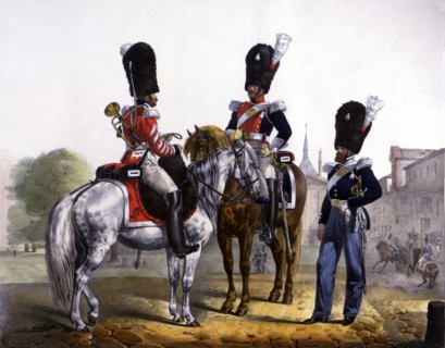 Reign of Ferdinand VII (1808-1833), lithographed sheet of Grenadiers of the Royal Guard at horseb?