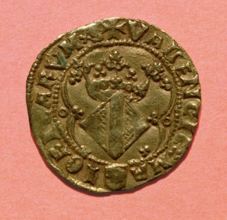 Reverse of a Ducat, currency of the time of Ferdinand II 'The Catholic', mint in Valencia.