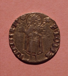 Florin, currency of the time of Peter III, coined in Perpignan, head.