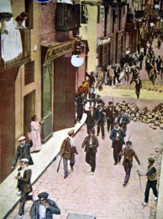 Tragic Week, barricades and demonstrations in the streets of Barcelona (26 to 31 July 1909).