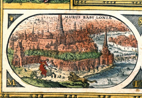 Babylon, colored engraving from the book 'Le Theatre du monde' or 'Nouvel Atlas', 1645, created, ?