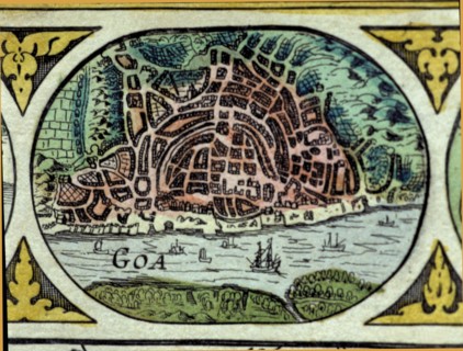 Goa, colored engraving from the book 'Le Theatre du monde' or 'Nouvel Atlas', 1645, created, prin?