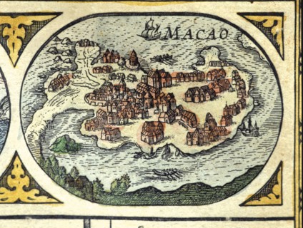 Macao, colored engraving from the book 'Le Theatre du monde' or 'Nouvel Atlas', 1645, created, pr?