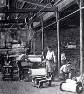 Vapor Vell' nave, steam-driven textile factory located in the suburb of Sants in Barcelona. Drawi?